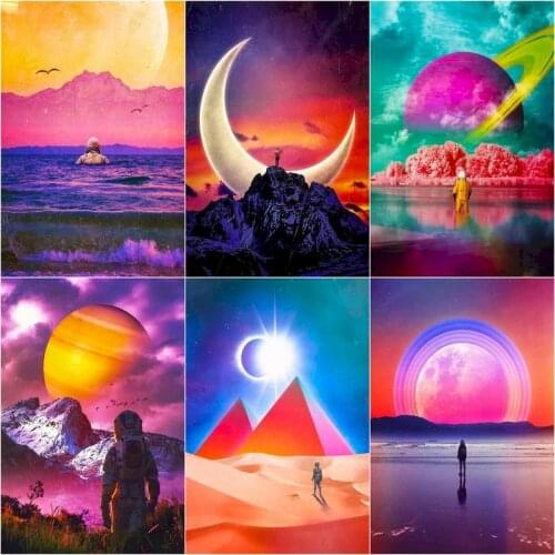 GATYZTORY 50X40CM Paint By Number DIY Pictures By Numbers Astronaut Drawing On Canvas Hand Painted Painting Art Gift Home Decor