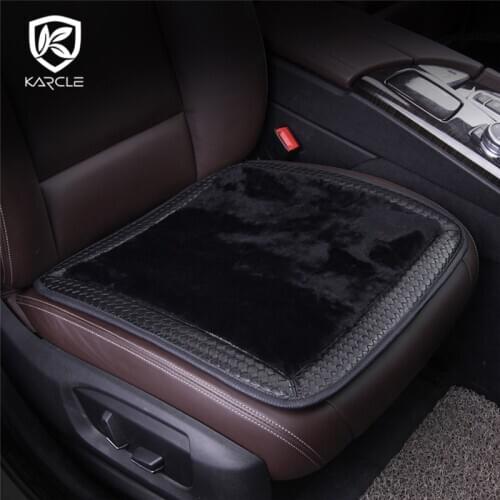 Karcle Sheepskin Fur Car Seat Covers Warm Woolen Seat Cushion Thickened Car Seat Protector Pad Car Styling Auto Accessories 1PCS