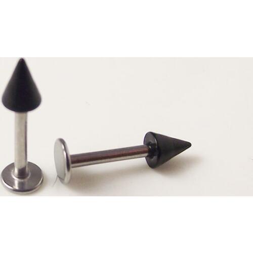 2pcs 16G 8mm Length Spike Stainless Steel Acrylic Lip Ring Labret Tragus Ear Piercing Body Jewelry Women