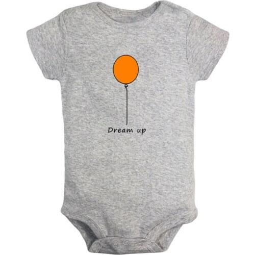 Dream Up Ballon Printed Newborn Baby Girl Boys Clothes Short Sleeve Romper Outfits 100% Cotton