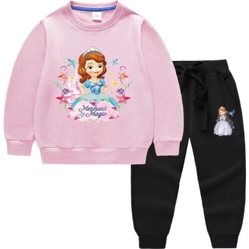 New Disney Princess Sofia Girl Clothes Set Baby Kids Hoodies Sweatshirts+Pants 2pcs Outfits Casual Toddler Children Sportswear