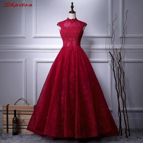 Red Lace Mother of the Bride Dresses for Weddings High Neck Gowns A Line Beaded Formal Godmother Groom Long Dresses