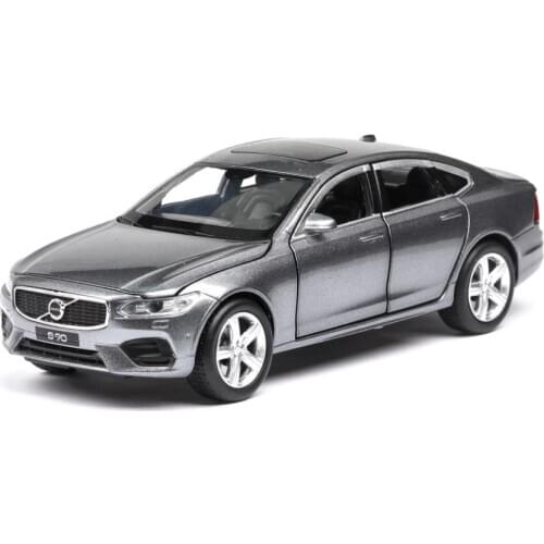 Hot scale 1:32 wheels diecast car metal model with light and sound volvoes s90 pull back vehicle toys collection for gifts