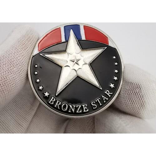 The Bronze Star Medal Silver Plated Coin American Military Commemorative Coins Colorful Challenge Medal