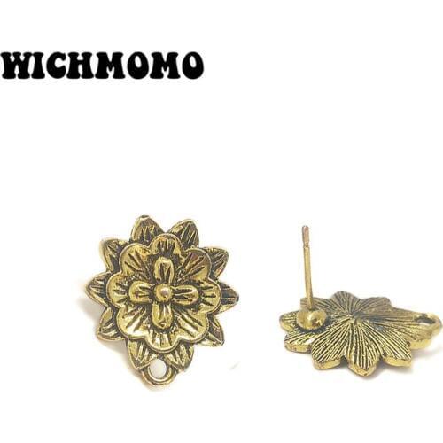 New Fashion 18mm 10pieces/bag Zinc Alloy Gold Cross Flowers Earring Base Connectors Linkers for DIY Earring Jewelry Accessories