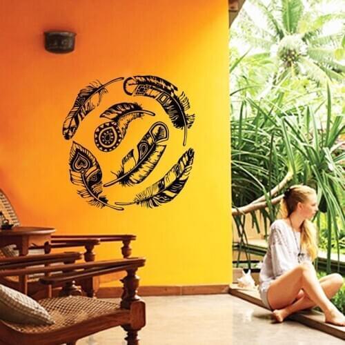 New design home decoration creative feather Art wall sticker removable cheap house decor animal decal in living room or bedroom