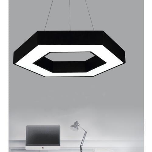 24W Office chandelier led modern creative personalized geometry restaurant living room cafe dining room hexagonal pendant lamp