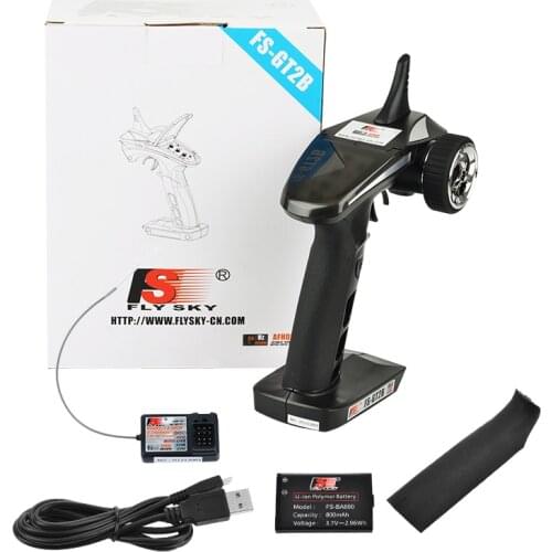 HOBBYMATE FLYSKY FS-GT2B FS GT2B Transmitter 2.4Ghz 3CH Transmitter TX FS-GT2B For CAR Boat W/ Rx Battery