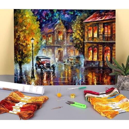 Los Angeles Printed Water-Soluble Canvas 11CT Cross Stitch DIY Embroidery Patterns DMC Threads Craft Hobby Different