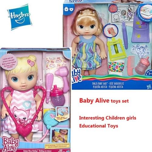 Hasbro Realistic Reborn Baby Dolls Baby Alive Finger Paint Healthy Baby Girls Toys Interactive Educational Toys Christmas Gift