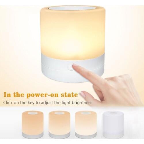 Touch Sensor Night Lights LED Lamps Dimmable 7 Colors Lightings USB Rechargeable Lamp for Bedroom Desktop Decor Holiday Kid Gift