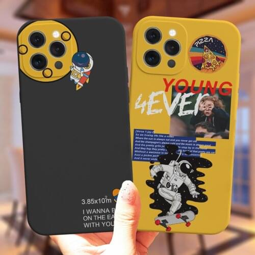Funny Astronaut Star Space Art Silicone Phone Case For iPhone 11 12 Pro XS MAX X XR 7 8 Plus 12Mini Cute Candy Matte Soft Cover