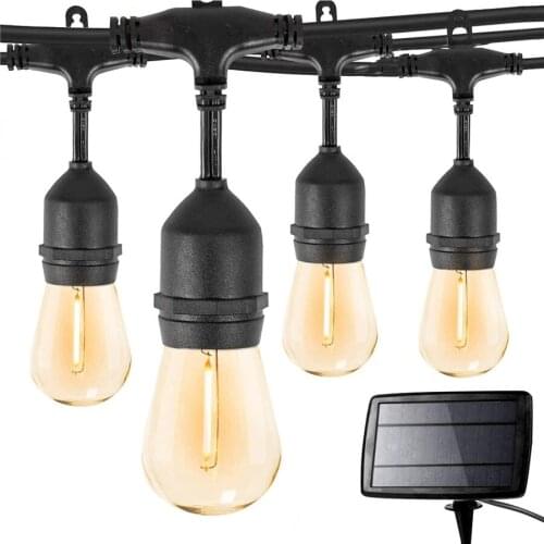 Solar String Lights Outdoor S14 Patio Lights 4 Light Modes Waterproof Garland Hanging Lights For Backyard Bistro Pergola Party