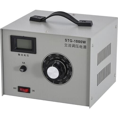 STG-1000W Single-phase AC Voltage Regulator Power Source Adjustable Variable Voltage AC Power Supply 220V 50HZ 1000W 5A