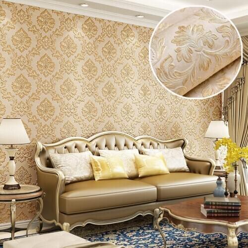 Style European Damascus Non-woven Wallpaper Luxury Damask Wallpapers For Living Room Bedroom Tv Background Papel De Parede 3d