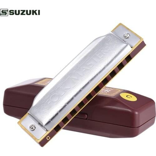 Folkmaster Harmonica Standard 10-Hole Diatonic Harmonica Key of C 20 Tone for Beginner Student