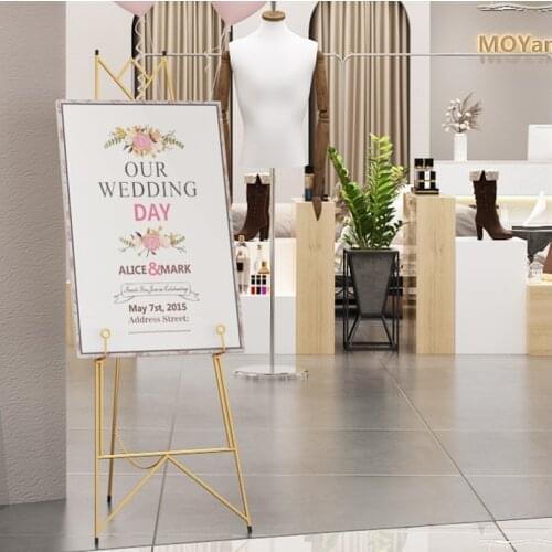 Wedding photo frame, photo bracket, iron art welcome water sign, poster display, oil painting landing advertising stand