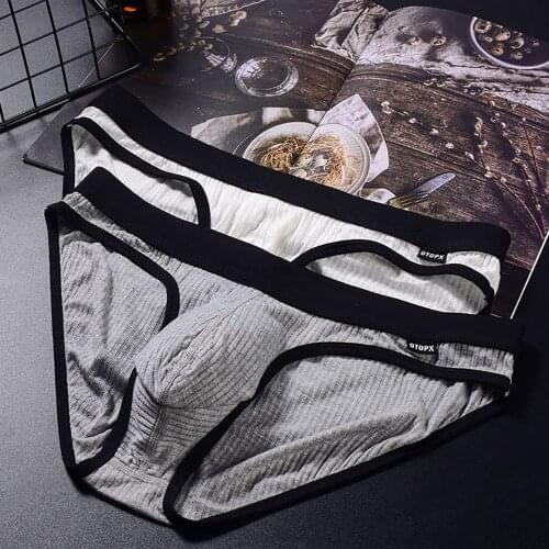 Soft Comfortable Letter Underpants Low-waist Modal U Convex Men Thong Sexy Briefs Screw Thread Panties