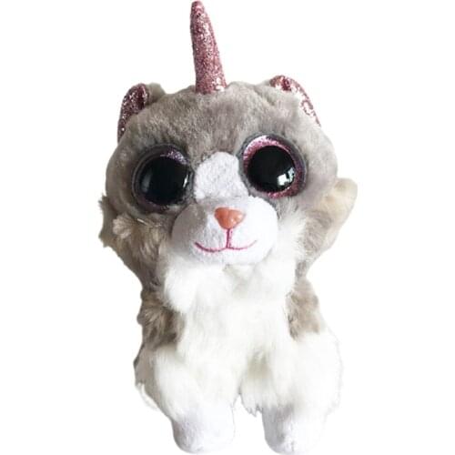 Ty big eyes Beanie Boos Flippables 6" Grey unicorn cat Changing Multicolor 15cm Plush Stuffed Animal Collectible Soft Doll Toy