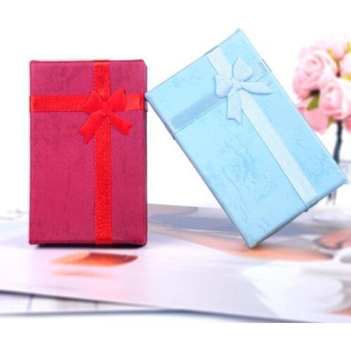 Jewelry Necklace Earrings Ring Packaging Box Hot Sell Paper Gift Box Organizer Sponge Boxes Gift Bangles Bow 4 Colours