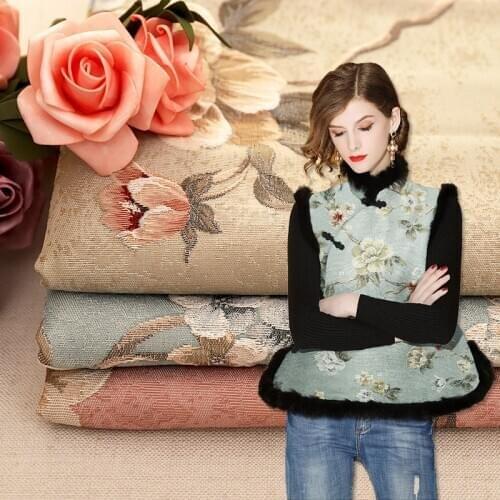 Retro winter jacquard dress fabric thickness 1.39mm width 145cm sewing fabric for womens winter coat dress DIY sewing materials