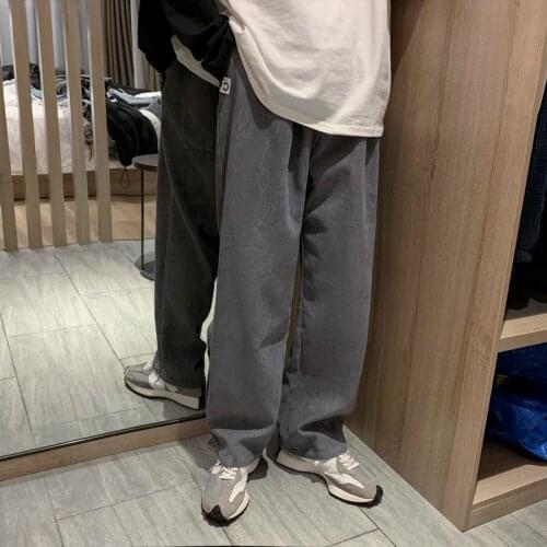 Spring Corduroy Pants Mens Fashion Retro Casual Wide-leg Pants Men Streetwear Loose Hip-hop Straight Pants Mens Trousers M-2XL