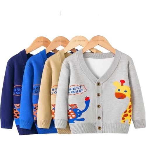 Spring Autumn Knitted Cardigan Sweater Baby Children Clothing Boys Sweaters Kids Wear Clothes Winter Cartoon Elephant Sweater
