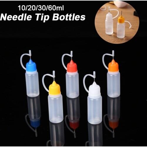 5pcs/set 10/20/30/60ml Needle Tip Bottles Can Be Filled With Paint Glue Eye Liquid Refillable Container DIY Quilling Tool