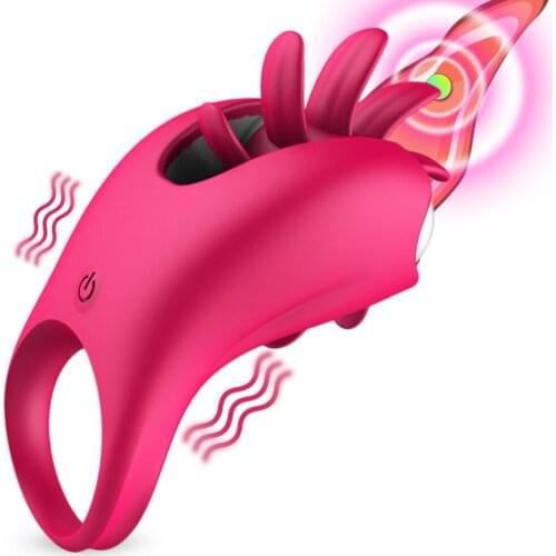 ZINI Rotation Oral Tongue Licking Penis Vibrating Ring G-spot Massage Vagina Clitoris Stimulate Vibrator Sex Toys for Couples