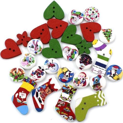 100PCS Mixed Colourful Cute Wood Button for Sewing Scrapbook Decoration Handmade DIY Crafts Childrens Manual Wooden Buttons