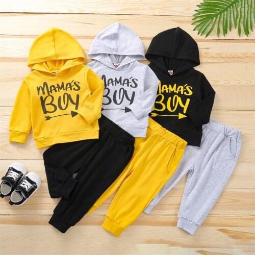 2Pcs Letter Print Hooded Toddler Kids Sets Autumn Winter New Sweatshirt Pants Suit for Children Toddler Girl Fall Clothes