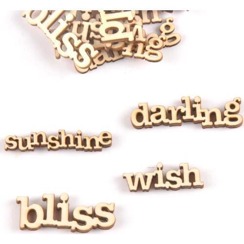 20pcs Wooden Crafts creativity hollow out word plate Pattern Scrapbooking Crafts wood decoration for Home Decoration M2135