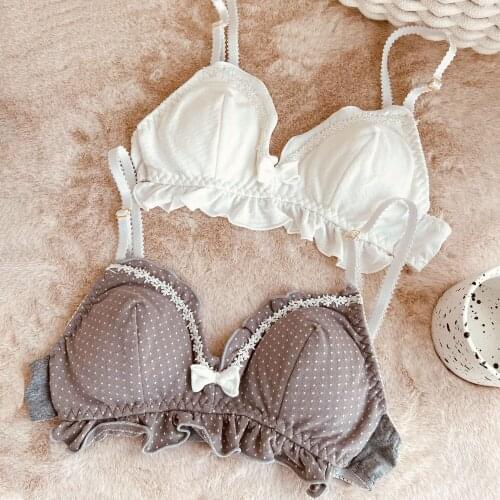 2021 Underwear Set Women Bra Set Girl Cotton Breathable Lingerie Underpants Wirefree Underwear Retro Ears Bowknot Bralette