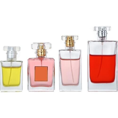 30/50ml Perfume Bottle Clear Glass Travel Spray Bottle Portable 100ml Refillable Cosmetics Empty Aluminum Spray Head Bottles
