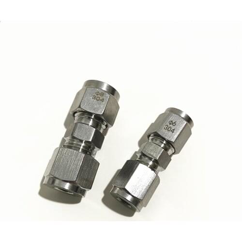 304 Stainless Steel 3mm 4mm 6mm 8mm 10mm 12mm 14mm 16mm 18mm 20mm Equal Double Ferrule Tube Pipe Fitting Union Connector