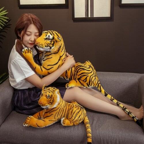 36-76cm Simulation Yellow Tiger Plush Toys Home Decor Stuffed Cute Animals Dolls Soft Real Like Big Pillow for Kids Boys Gift