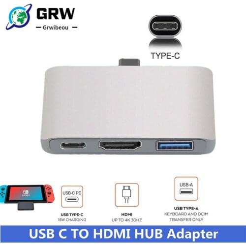 USB 3.1 Type C to HDMI-compatible VGA DVI USB 3.0 Output 4 In 1 USBC Extend Hub 4K 1080P 3D Video Converter for HDTV Macbook