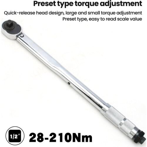 7PCS 28~210Nm 1/2 Inch Preset Torque Wrench Sleeve Set Automotive Tire Repairing Tool Set Ratchet Wrench Sleeve Tool Set