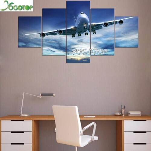 DIY Diamond Painting 5 Panel Airplane puzzle 5D Full Drill mosaic Diamond Embroidery Handcraft Kit Wall Decor ML1007