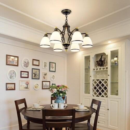 American Iron Glass Chandelier Lighting Modern Simple Home Living Room Decoration Lamp Retro Restaurant Bedroom Gold Chandeliers