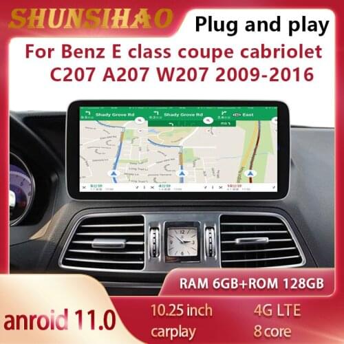 Qualcomm Android 11 car radio multimedia for 10.25" Benz E class coupe cabriolet W207 C207 A207 2009-2016 gps navi carplay 128G