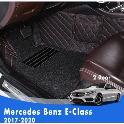 Car Floor Mats For Mercedes Benz E-Class 2 Door 2020 2019 2018 2017 Double Layer Wire Loop Car Accessories Custom Carpet Cover