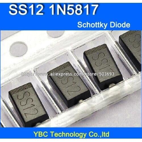Free Shipping1000pcs/lot SS12 1N5817 1A/20V DO-214AC Schottky Diode