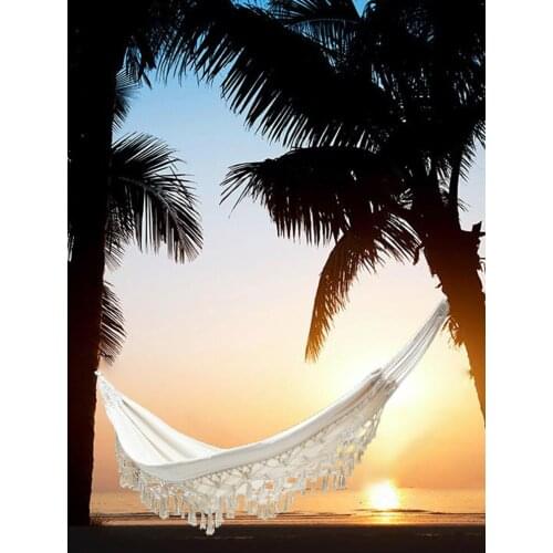 Large 2 Person Hammock Boho Style Brazilian Macrame Fringed Deluxe Double Hammock Net Swing Chair camping outdoor Hanging Swing