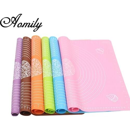 Aomily 50*40cm Colorful Silicone Dough Mat Bakeware Pastry Oven Pasta Tool Baking Sheet Scale Mat Cake Flour Heat Insulation Pad