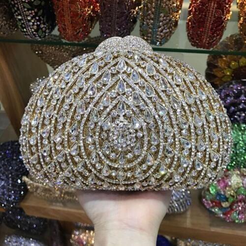 Ladies Clutch Evening Bags Womens Crystal purse Handbag Wedding Diamond Clutches Purse Rhinestones bag pink/red/black/gold