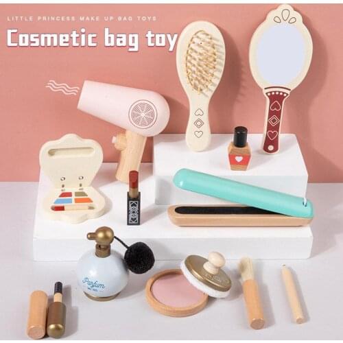 Kids Toys Simulation Wooden Toys Pretend Play Dressing Make Up Toys Set Baby Early Educational Toys For Children Gifts Girl Toys