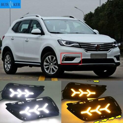 For Roewe RX5 2016 2017 2018 2019 Led Daytime Running Lights DRL Fog Lamp with Yellow Turn Signal Lamp
