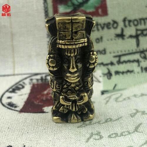 EDC Tool Mysterious Brass Mayan Statue Knife Beads Paracord Bracelet Flashlight Pendant Universal Pendant
