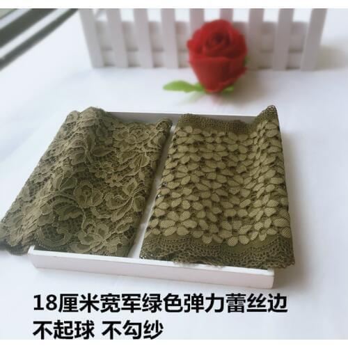 18cm 2mts/lot, dark army green embroidery stretch lace trim accessories skirt hem wrapped chest material Z1325